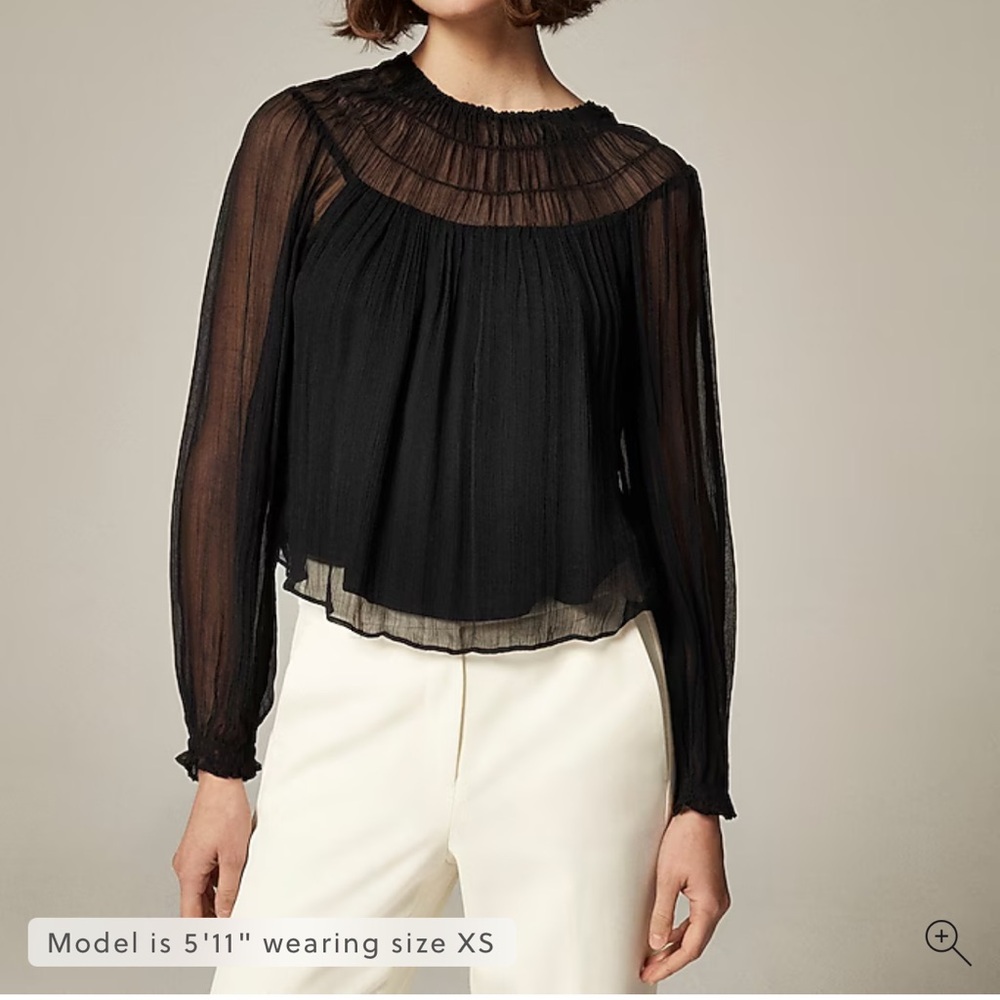 J. Crew Black Sheer Blouse